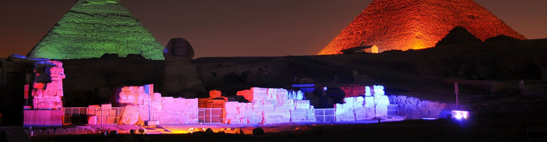 Sound and Light Show at Pyramids of Giza at Night